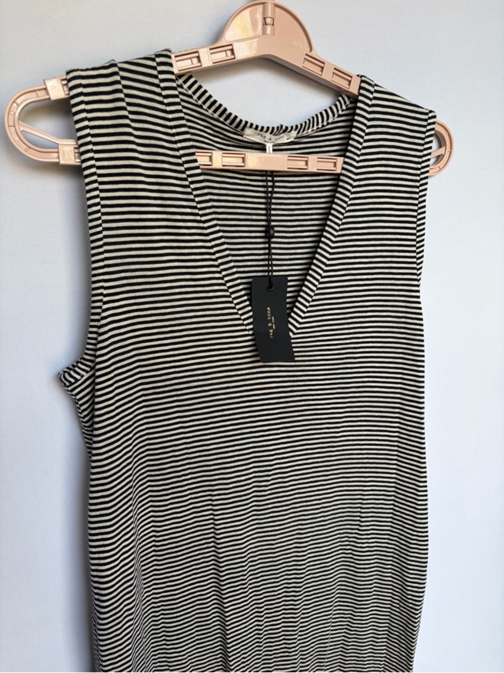 Rag & Bone Michal Striped Slub Jersey Midi Dress Sz S Casual Linen Blend NWT - Picture 7 of 16